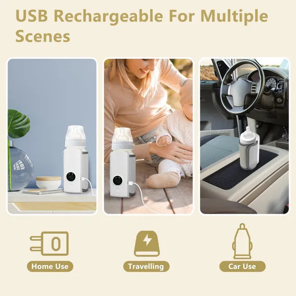 Portable Bottle Warmer On The Go Baby Milk Warmer Milk Formula Warmer For Travel With 6 Heating Levels USB Rechargeable Keep Milk Warm For 5 Hours